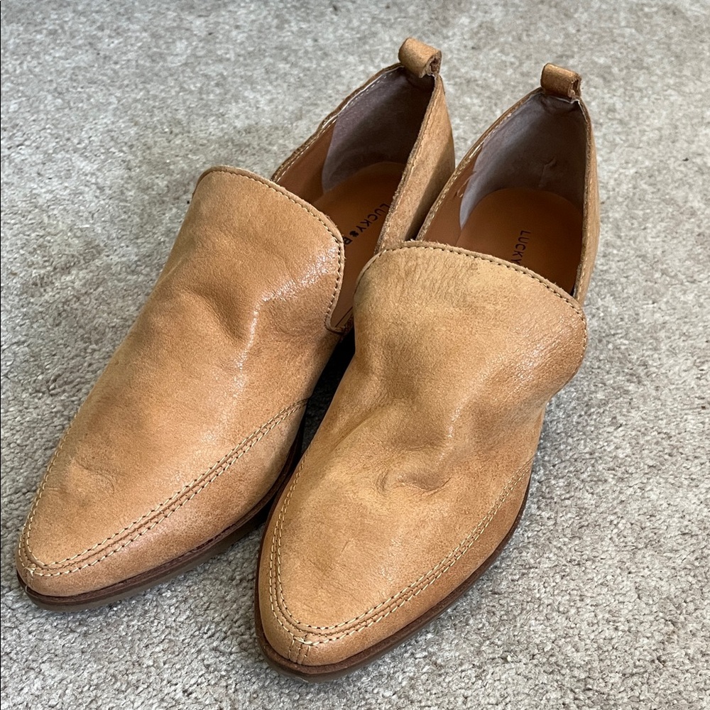 Lucky Brand Mahzan Light Brown Leather Slip-On Loafers